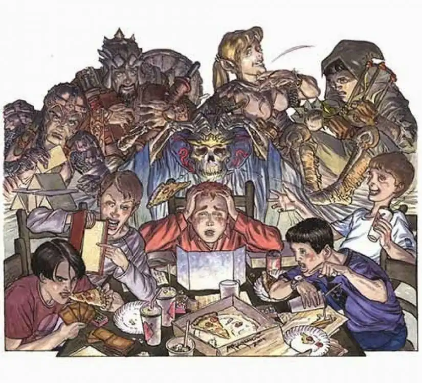 personajes en la mesa, jugadores y personajes Dungeon